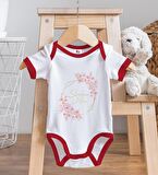 BK Kids Kişiye Özel Çiçek Tasarımlı Kırmızı Bebek Body Zıbın-6