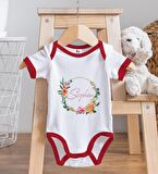 BK Kids Kişiye Özel Çiçek Tasarımlı Kırmızı Bebek Body Zıbın-10
