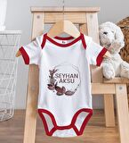 BK Kids Kişiye Özel Çiçek Tasarımlı Kırmızı Bebek Body Zıbın-13