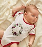 BK Kids Kişiye Özel Çiçek Tasarımlı Kırmızı Bebek Body Zıbın-14
