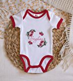 BK Kids Kişiye Özel Çiçek Tasarımlı Kırmızı Bebek Body Zıbın-15