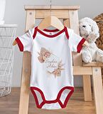 BK Kids Kişiye Özel Çiçek Tasarımlı Kırmızı Bebek Body Zıbın-16