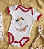 BK Kids Kişiye Özel Çiçek Tasarımlı Kırmızı Bebek Body Zıbın-20