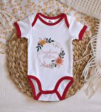 BK Kids Kişiye Özel Çiçek Tasarımlı Kırmızı Bebek Body Zıbın-20