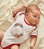 BK Kids Kişiye Özel Çiçek Tasarımlı Kırmızı Bebek Body Zıbın-20