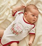 BK Kids Kişiye Özel Çiçek Tasarımlı Kırmızı Bebek Body Zıbın-23
