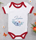 BK Kids Kişiye Özel Çiçek Tasarımlı Kırmızı Bebek Body Zıbın-24