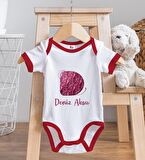 BK Kids Kişiye Özel Harfli Kırmızı Bebek Body Zıbın-4