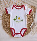 BK Kids Kişiye Özel Papatya Temalı Kırmızı Bebek Body Zıbın-4
