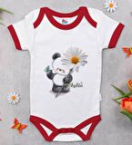 BK Kids Kişiye Özel Papatya Temalı Kırmızı Bebek Body Zıbın-9