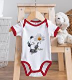 BK Kids Kişiye Özel Papatya Temalı Kırmızı Bebek Body Zıbın-9
