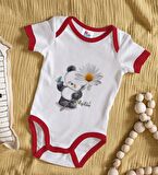 BK Kids Kişiye Özel Papatya Temalı Kırmızı Bebek Body Zıbın-9