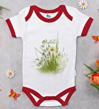 BK Kids Kişiye Özel Papatya Temalı Kırmızı Bebek Body Zıbın-13