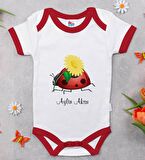 BK Kids Kişiye Özel Uğur Böceği Tasarımlı Kırmızı Bebek Body Zıbın-2