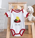 BK Kids Kişiye Özel Uğur Böceği Tasarımlı Kırmızı Bebek Body Zıbın-2