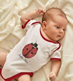 BK Kids Kişiye Özel Uğur Böceği Tasarımlı Kırmızı Bebek Body Zıbın-3