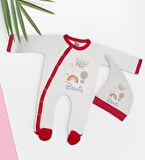 BK Kids Kişiye Özel İsimli Kırmızı Tulum Zıbın ve Kukuletalı Şapka Seti-1