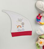 BK Kids Kişiye Özel İsimli Kırmızı Tulum Zıbın ve Kukuletalı Şapka Seti-1