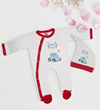 BK Kids Kişiye Özel İsimli Kırmızı Tulum Zıbın ve Kukuletalı Şapka Seti-2