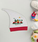 BK Kids Kişiye Özel Sevimli Hayvanlar Tasarımlı Kırmızı Tulum Zıbın ve Kukuletalı Şapka Seti-1