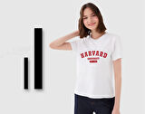 BK Gift Harvard Tasarımlı Kadın Beyaz T-shirt, Arkadaşa Hediye, Doğum Günü Hediyesi, Trend Tişört, Sevgili Hediyesi-1