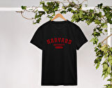BK Gift Harvard Tasarımlı Kadın Siyah T-shirt, Arkadaşa Hediye, Doğum Günü Hediyesi, Trend Tişört, Sevgili Hediyesi-1