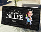 BK Gift Kişiye Özel Erkek Kimya Öğretmeni Karikatürlü Kabartma Tasarım Antik Siyah (Ebony) Ahşap Tabela-2, Dekoratif Tabela, Rustik Ev Dekorasyonu, Duvar Dekoru