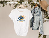BK Gift Motorsiklet Tasarımlı Kadın Beyaz T-shirt -16, Arkadaşa Hediye, Doğum Günü Hediyesi, Sevgili Hediyesi