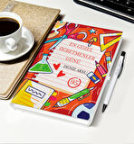 BK Gift Kişiye Özel İsimli Öğretmenler Günü Tasarımlı Beyaz Defter, Tükenmez Kalem, Kupa ve Bardak A
