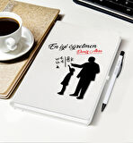 BK Gift Kişiye Özel İsimli Öğretmenler Günü Tasarımlı Beyaz Defter, Tükenmez Kalem, Kupa ve Bardak A