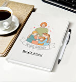 BK Gift Kişiye Özel İsimli Öğretmenler Günü Tasarımlı Beyaz Defter, Tükenmez Kalem, Kupa ve Bardak A