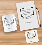 BK Gift Kişiye Özel İsimli Öğretmenler Günü Tasarımlı Beyaz Defter, Tükenmez Kalem, Kupa ve Bardak A