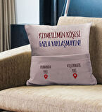 BK Gift Eğlenceli Tasarımlı Organizer Kumanda ve Atıştırmalık Cepli Pembe Kırlent Yastık- 10, Ev Dek