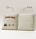 BK Gift Kişiye Özel Tasarımlı Organizer Kumanda ve Atıştırmalık Cepli Krem Kırlent Yastık- 1, Ev Dek