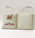 BK Gift Kişiye Özel Yılbaşı Karikatür Tasarımlı Organizer Kumanda ve Atıştırmalık Cepli Krem Kırlent