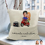 BK Gift Kişiye Özel Sevgililer Karikatür Tasarımlı Organizer Kumanda ve Atıştırmalık Cepli Sarı Kırl