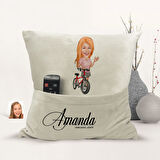 BK Gift Kişiye Özel Bisiklet Sürücüsü Karikatür Tasarımlı Organizer Kumanda ve Atıştırmalık Cepli Sa