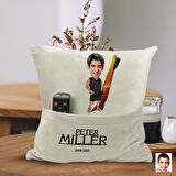 BK Gift Kişiye Özel Kano Karikatür Tasarımlı Organizer Kumanda ve Atıştırmalık Cepli Sarı Kırlent Ya