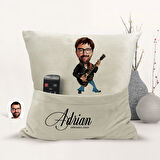 BK Gift Kişiye Özel Rock And Roll Karikatür Tasarımlı Organizer Kumanda ve Atıştırmalık Cepli Sarı K