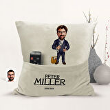 BK Gift Kişiye Özel Tamirci Karikatür Tasarımlı Organizer Kumanda ve Atıştırmalık Cepli Sarı Kırlent