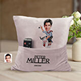 BK Gift Kişiye Özel Emlakçı Karikatür Tasarımlı Organizer Kumanda ve Atıştırmalık Cepli Pembe Kırlen