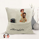 BK Gift Kişiye Özel Baba Oğul Karikatür Tasarımlı Organizer Kumanda ve Atıştırmalık Cepli Sarı Kırle