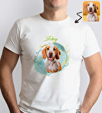 BK Gift Kişiye Özel Evcil Hayvan Tasarımlı Erkek Beyaz Tişört-1, Sevgiliye Hediye, Arkadaşa Hediye, Trend T-Shirt