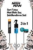 Sert Tutuş Mat Efekt Saç Şekillendirici Set 3 In 1/05 Saç Sprey ,m4 Wax Ve Fön Suyu