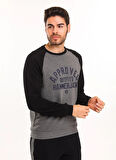 ODİN ERKEK SWEAT Antrasit Melanj U Yaka Standart Kalıp Erkek Sweatshirt