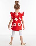 Frog Kırmızı Beyaz Kız Tunik Takım