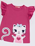 Fırfırlı Beyaz Kedicik T-shirt Tayt Takım