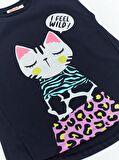 Orman Kedisi Kız T-shirt Tayt Takım