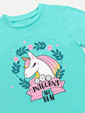 Real Unicorn Kız Çocuk Mavi T-shirt Pembe Pantolon Takım