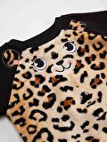 Peluş Leopar Kız Çocuk Eşofman Takım